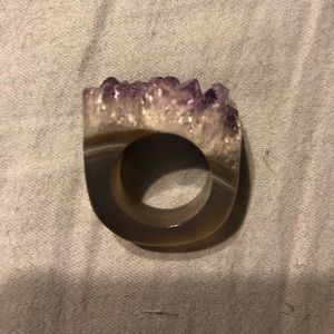 Real Amethyst Druzy Ring Size 7